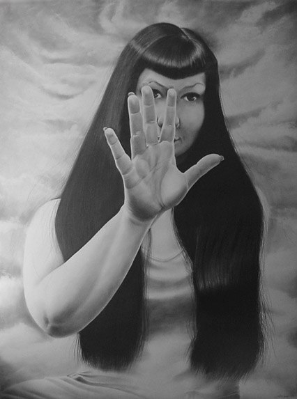 SUPER HERO - graphite on paper artwork by Sherrie Pettigrew