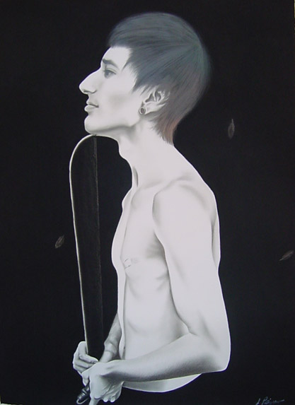 FIELD HAND - graphite and charcoal on paper artwork by Sherrie Pettigrew