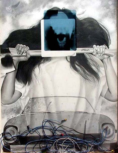 IT DOESN'T MATTER - graphite on paper with found objects artwork by Sherrie Pettigrew