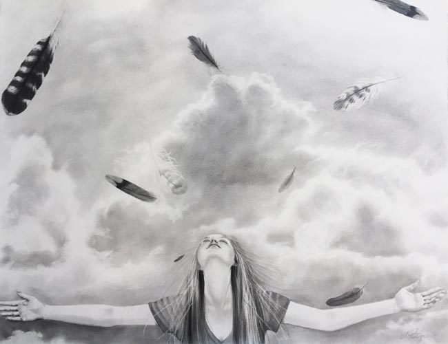 Messages for Sarah - graphite on paper artwork by Sherrie Pettigrew