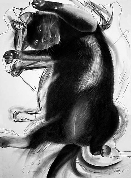 RIPPLE EFFECT - charcoal and found objects artwork by Sherrie Pettigrew